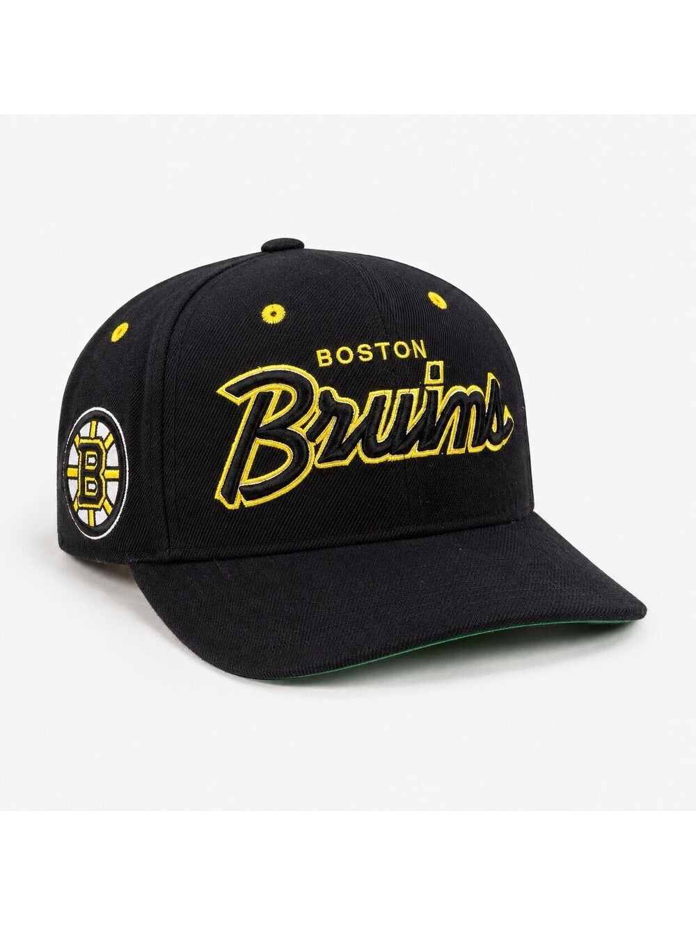 VTG 90s Zephyr Boston Bruins NHL Snapback Hat Black Yellow Green Underbrim Z Hat